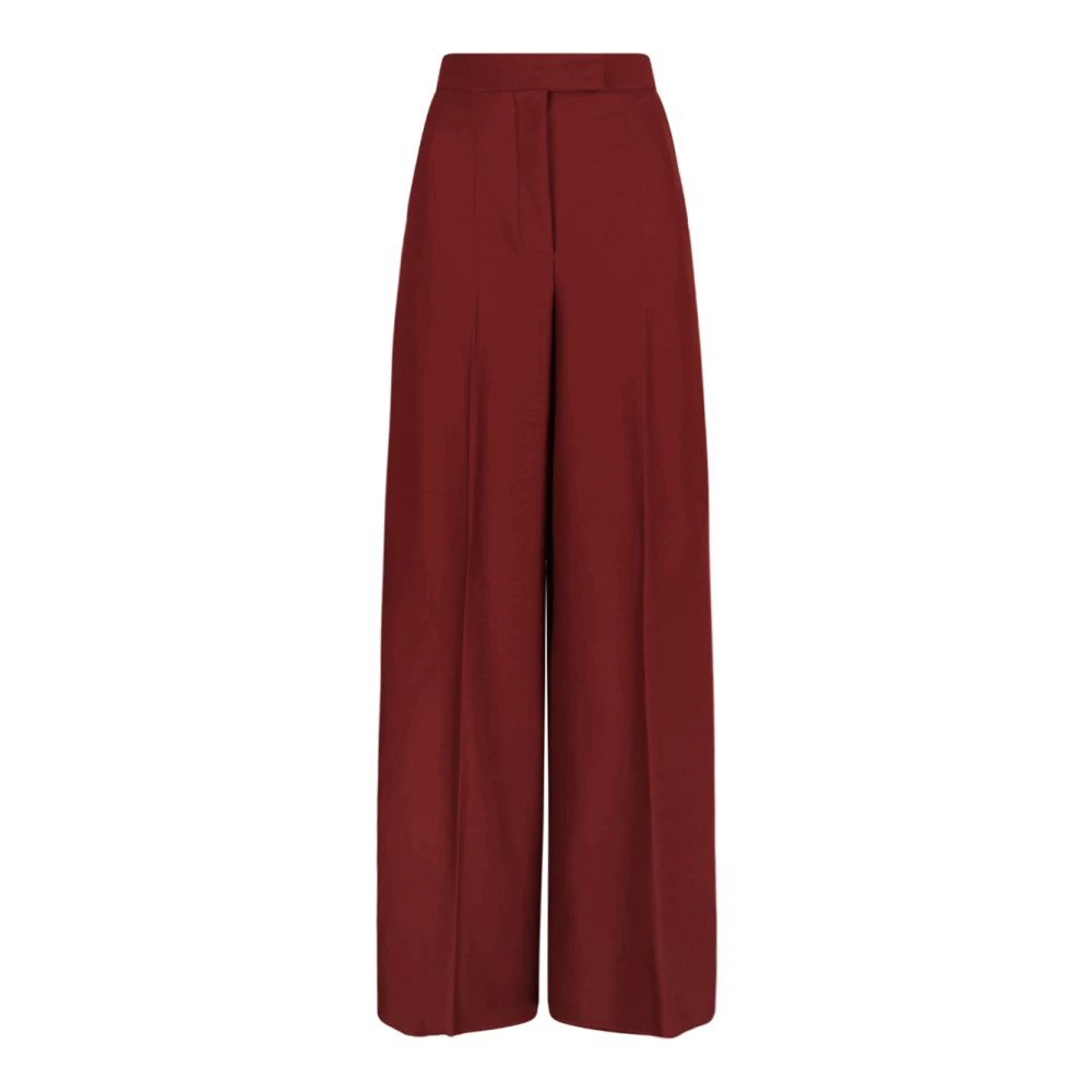 Max Mara Women's Red Wide Trousers, 2XS, Cotton Gabardine Jersey Trousers