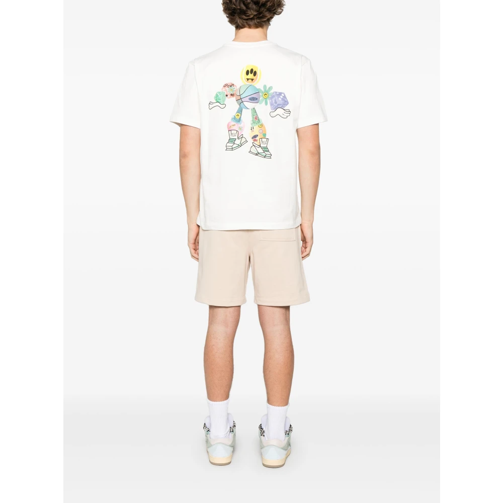 Barrow Cotton T-shirt met ronde hals en print White Heren