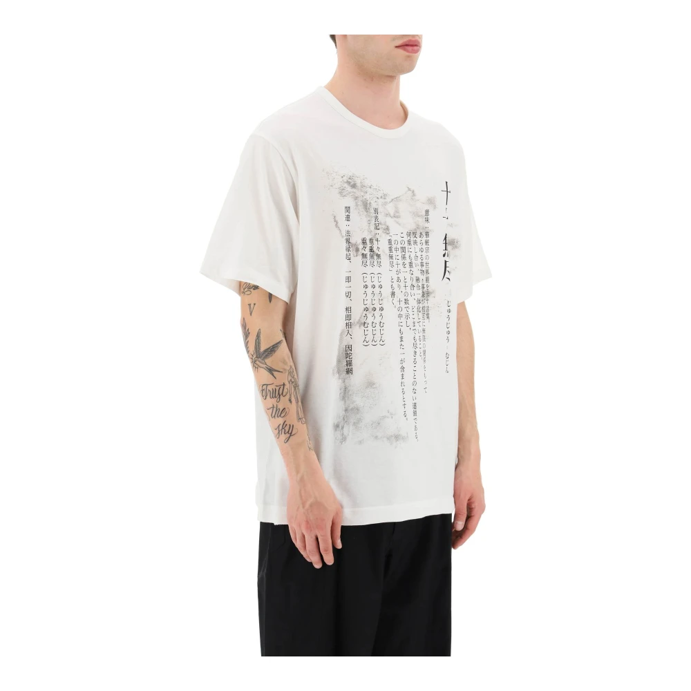 Yohji Yamamoto Katoenen T-shirt met Japanse letterprint White Heren