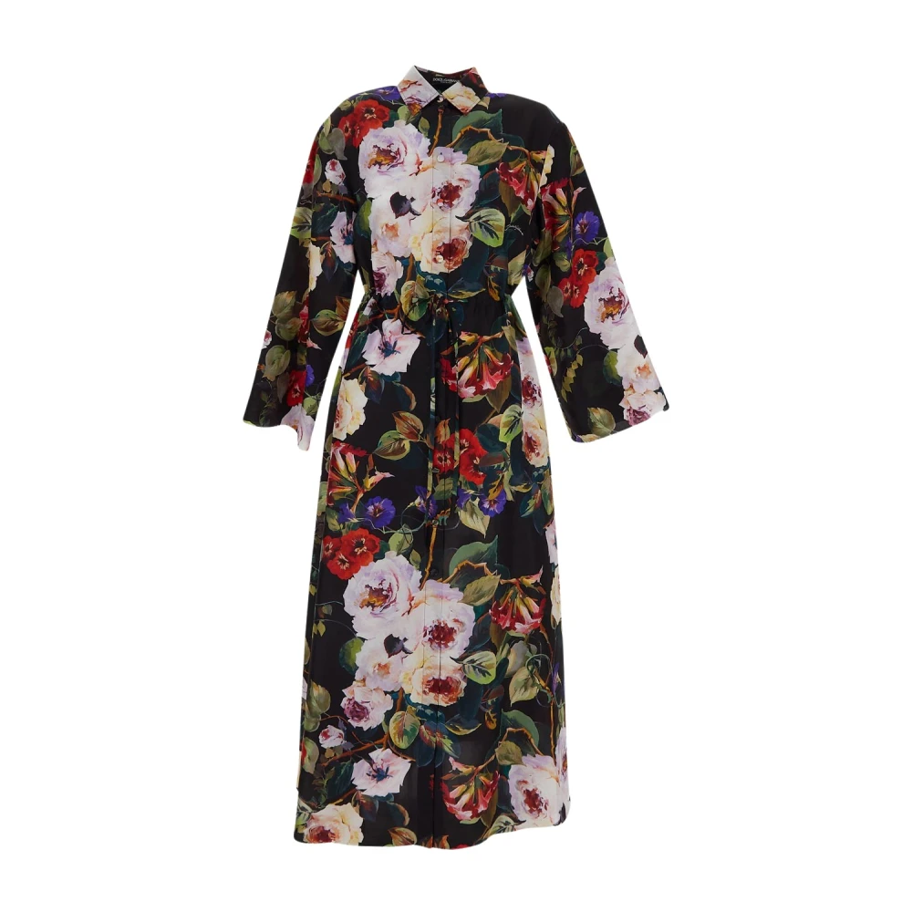Dolce & Gabbana Zijden jurk met lange mouwen Multicolor Dames