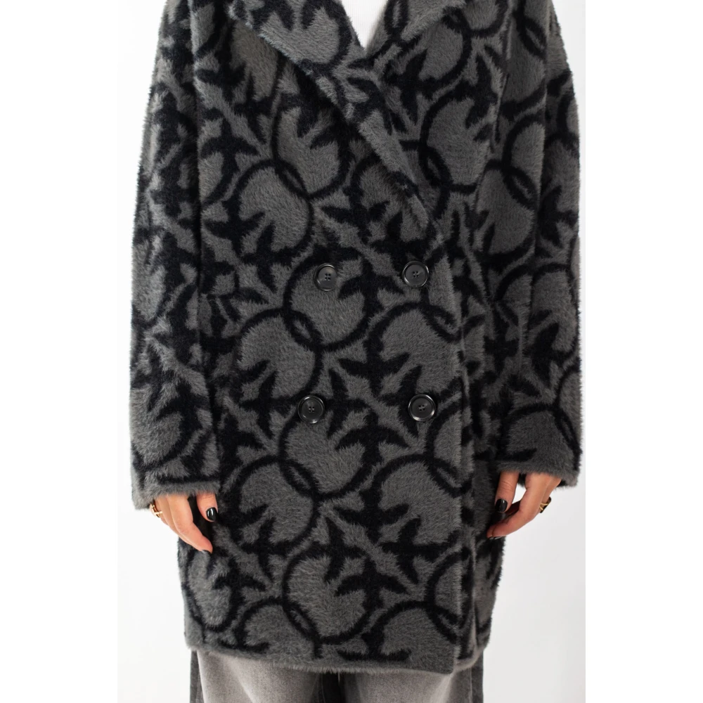 pinko Monogram Faux Fur Coat Gray Dames