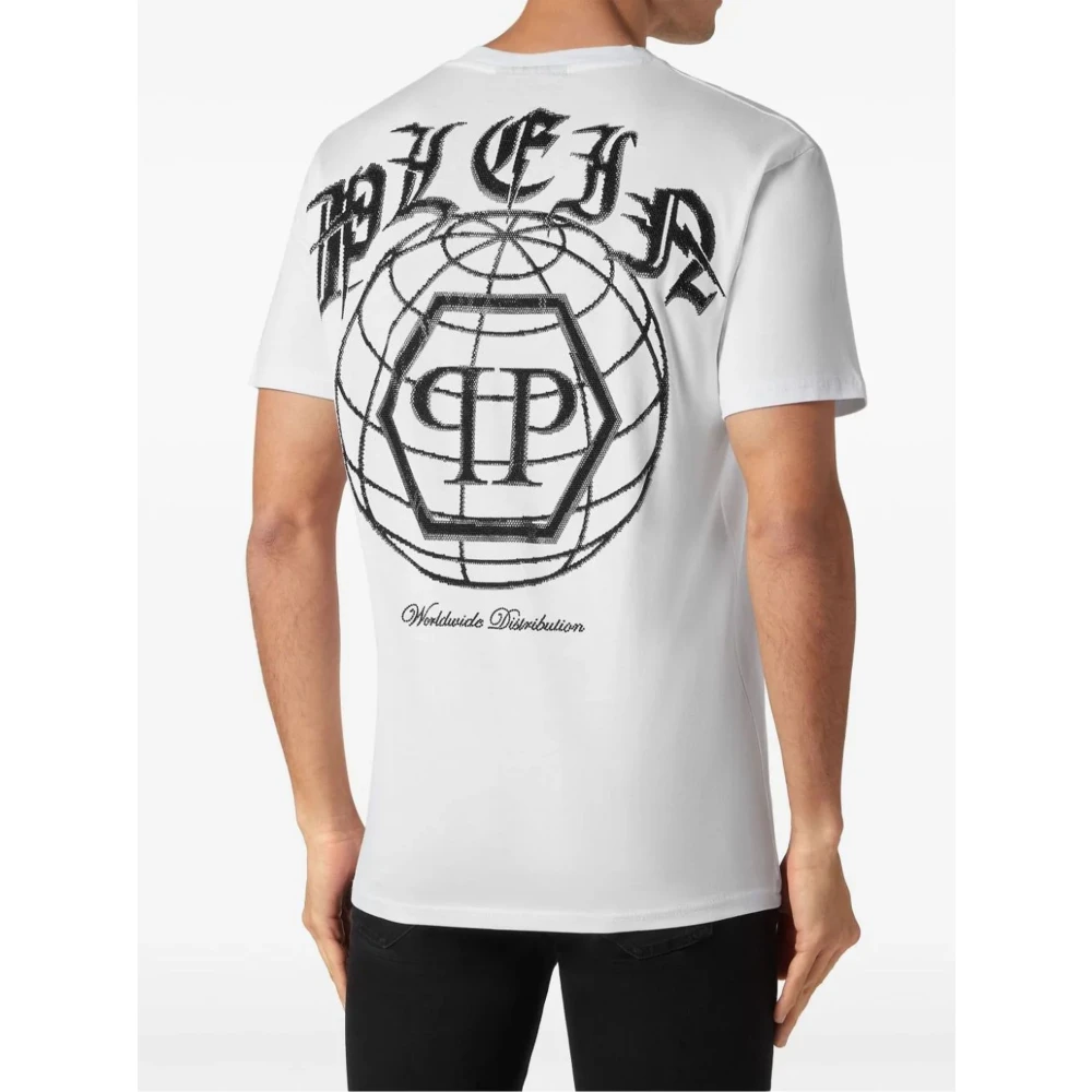 Philipp Plein Logo Wit T-shirt en Polo White Heren