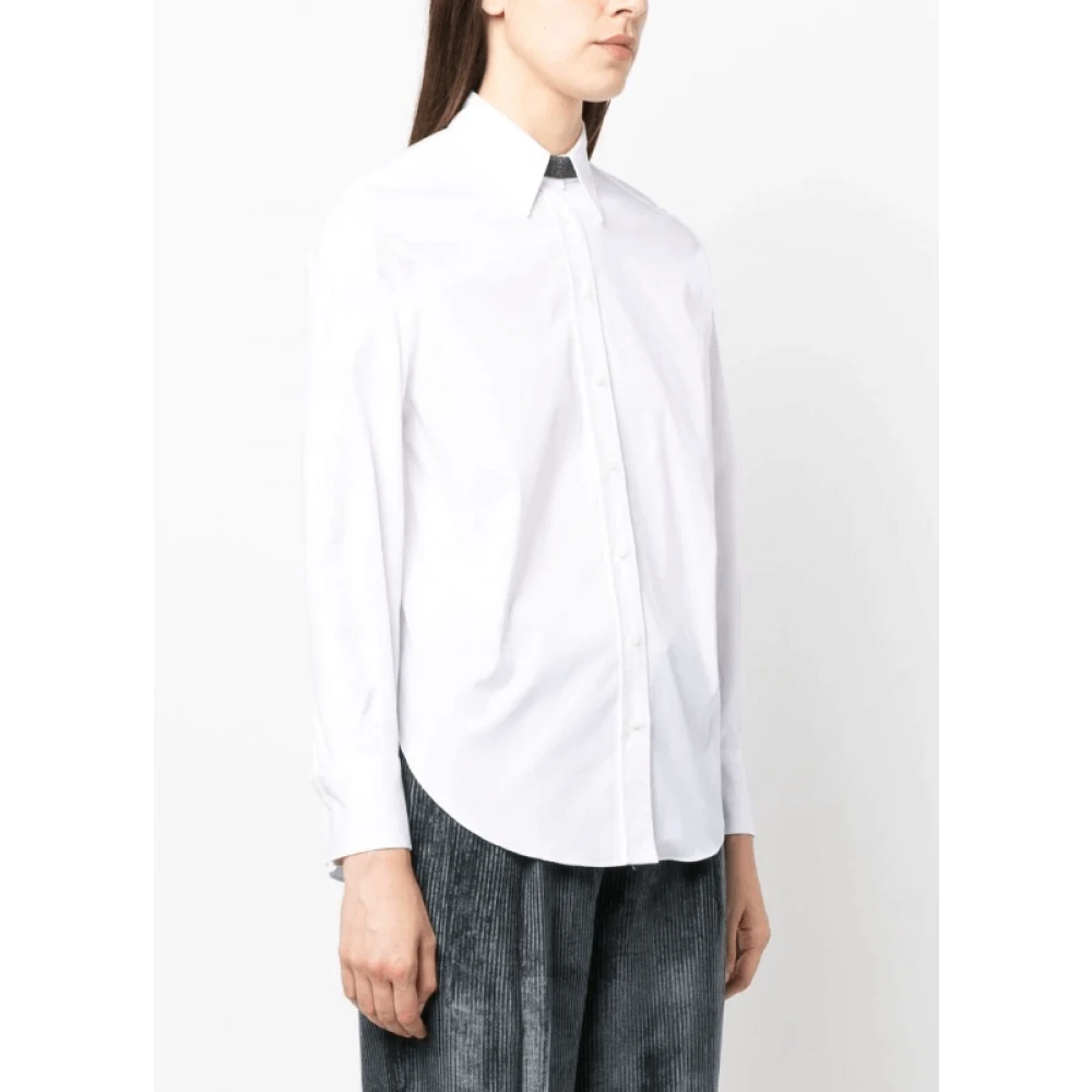 BRUNELLO CUCINELLI Monili kraalversierde poplin shirt White Dames