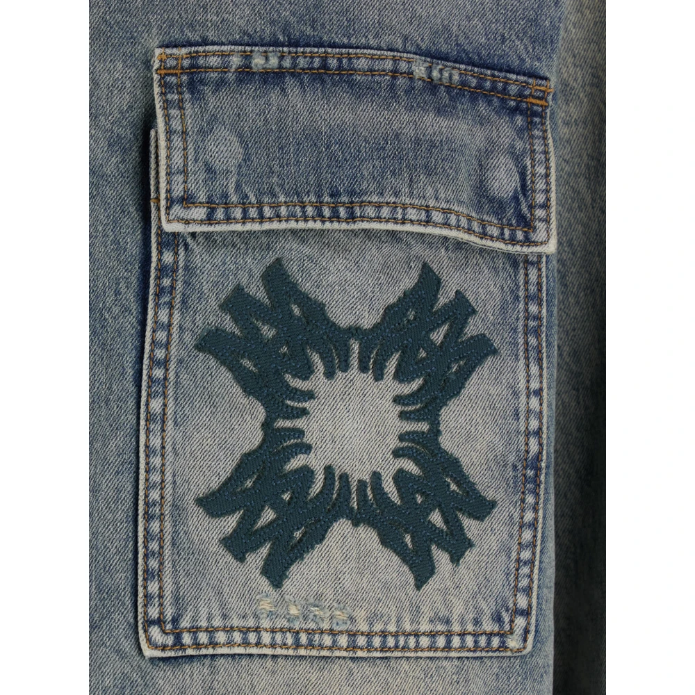 Amiri Blauw Denim Shirt met MA-Quad Prints Blue Heren