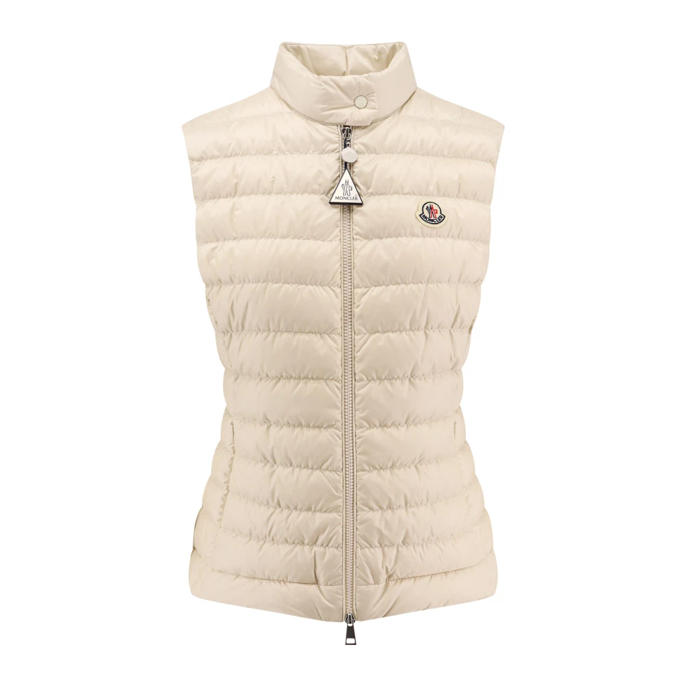 Moncler Nylon Mouwloos Jack met Donsvulling Beige Dames