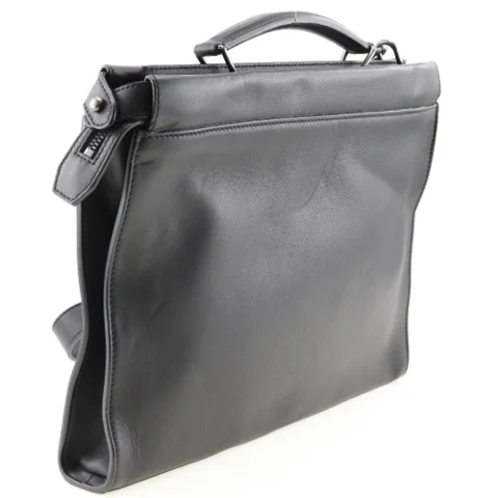 Fendi Vintage Pre-owned Leather briefcases Black Dames