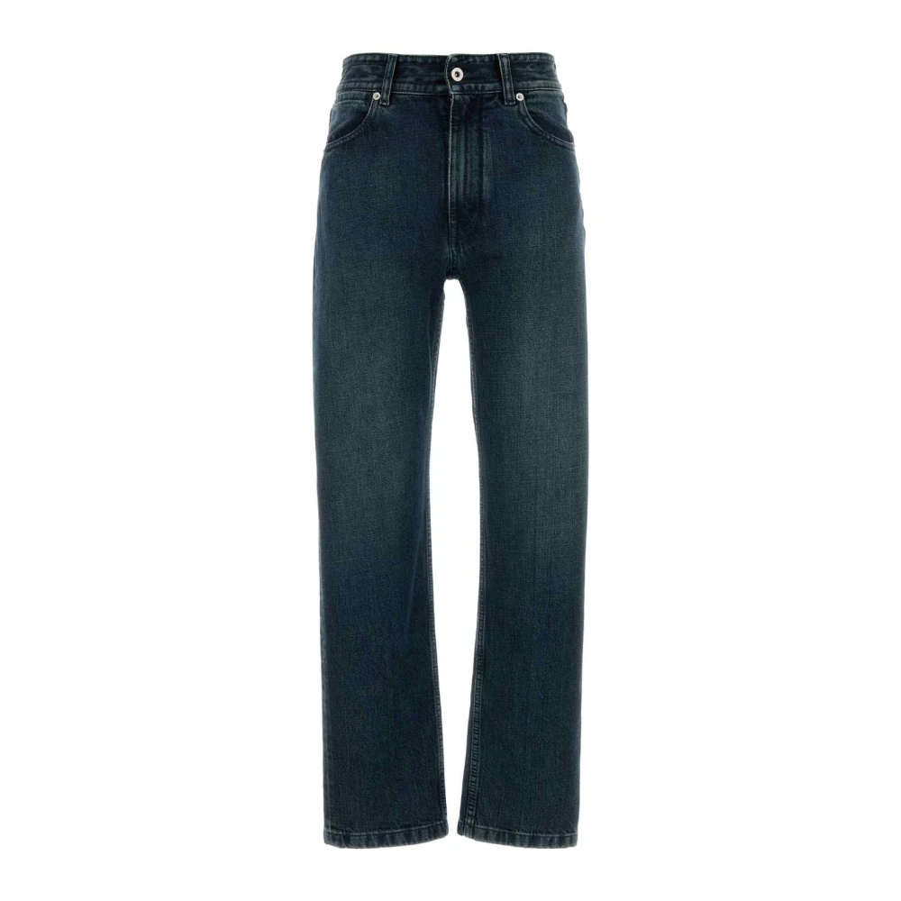 Jil Sander Women's Blue Leather Tab Denim Trousers - Straight Fit Jeans - W25 - Jeans