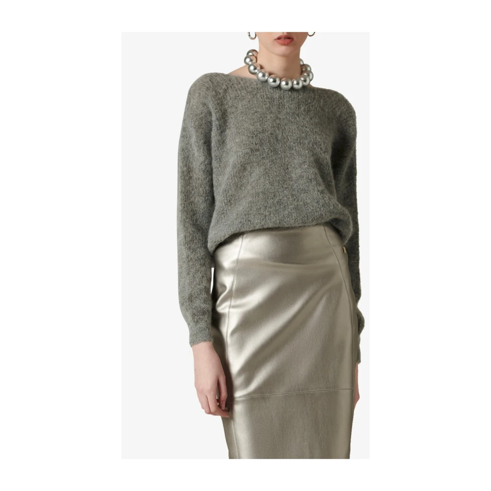 Manila Grace Grijze Kruis Trui Gray Dames