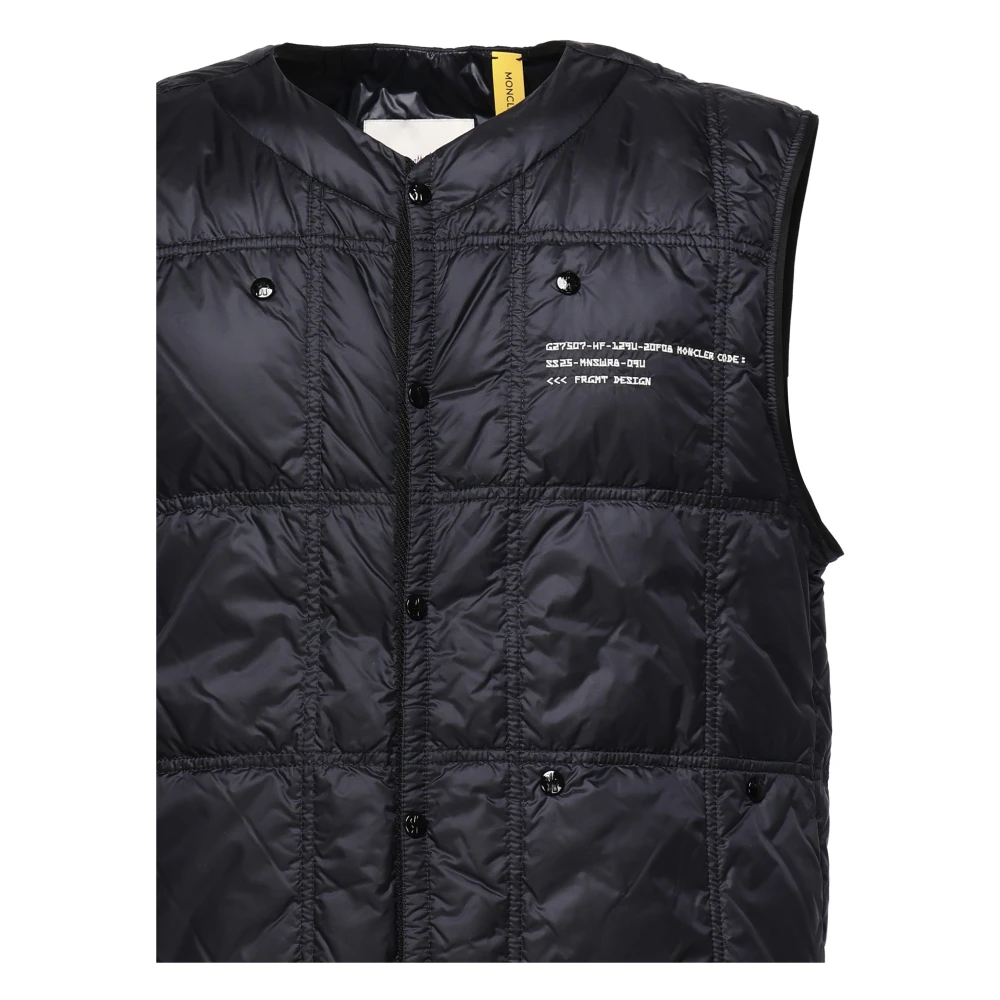 Moncler Blauwe Gewatteerde Opvouwbare Jas met Logo Blue Heren