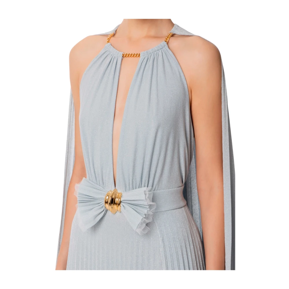 Elisabetta Franchi Elegante Avondjurk met Gouden Details Blue Dames