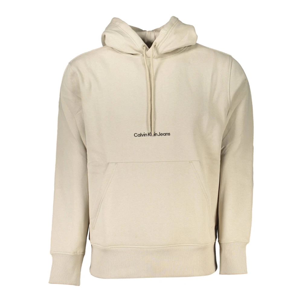 Calvin Klein Men's Beige Long-Sleeved Sweatshirt With Hood