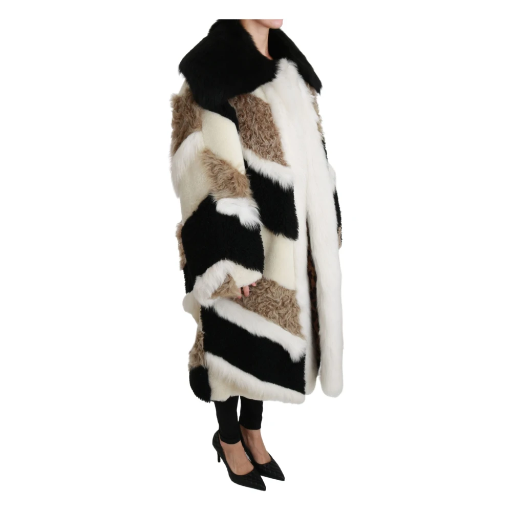 Dolce & Gabbana Luxe Multicolor Shearling Cape Coat Multicolor Dames
