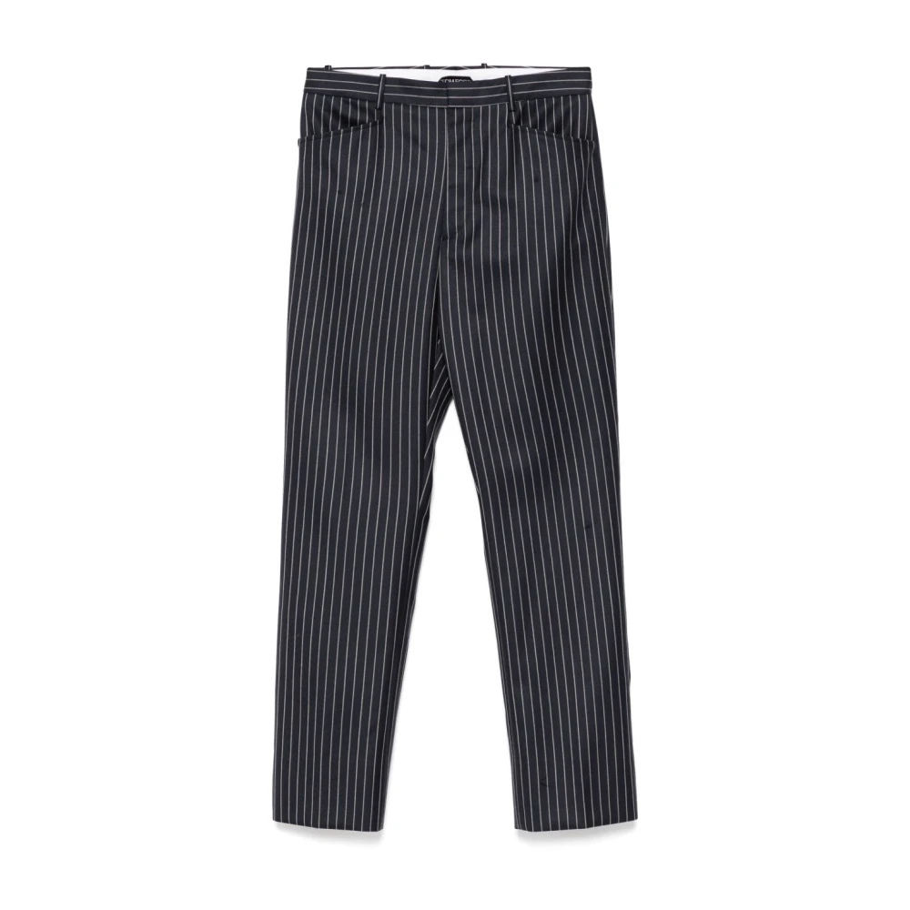 Tom Ford Gestreepte Marineblauwe Wollen Broek Blue Dames