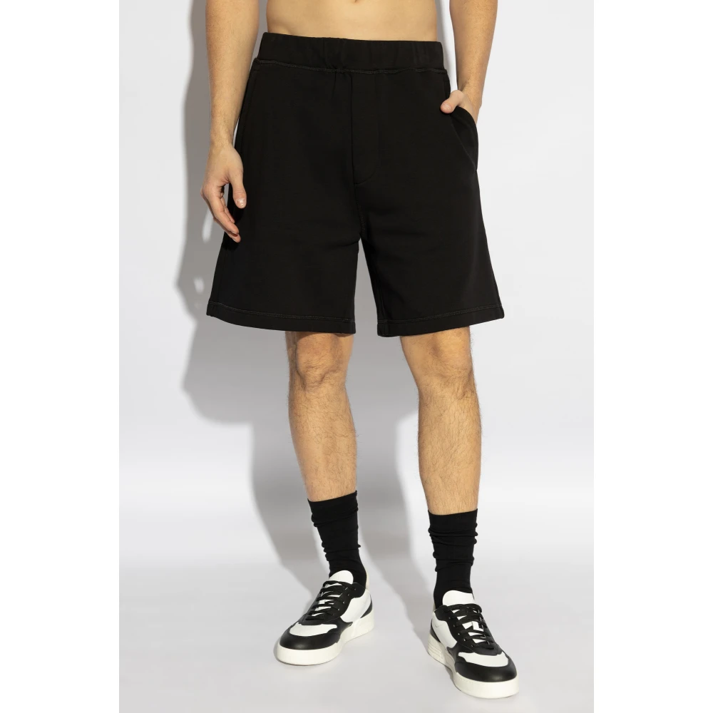Dsquared2 Katoenen shorts met bedrukt logo Black Heren