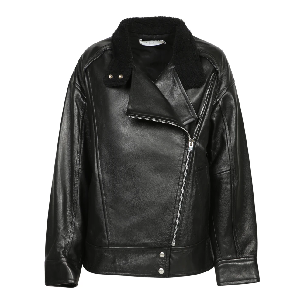 IRO Zwarte leren jas voor vrouwen Black Dames