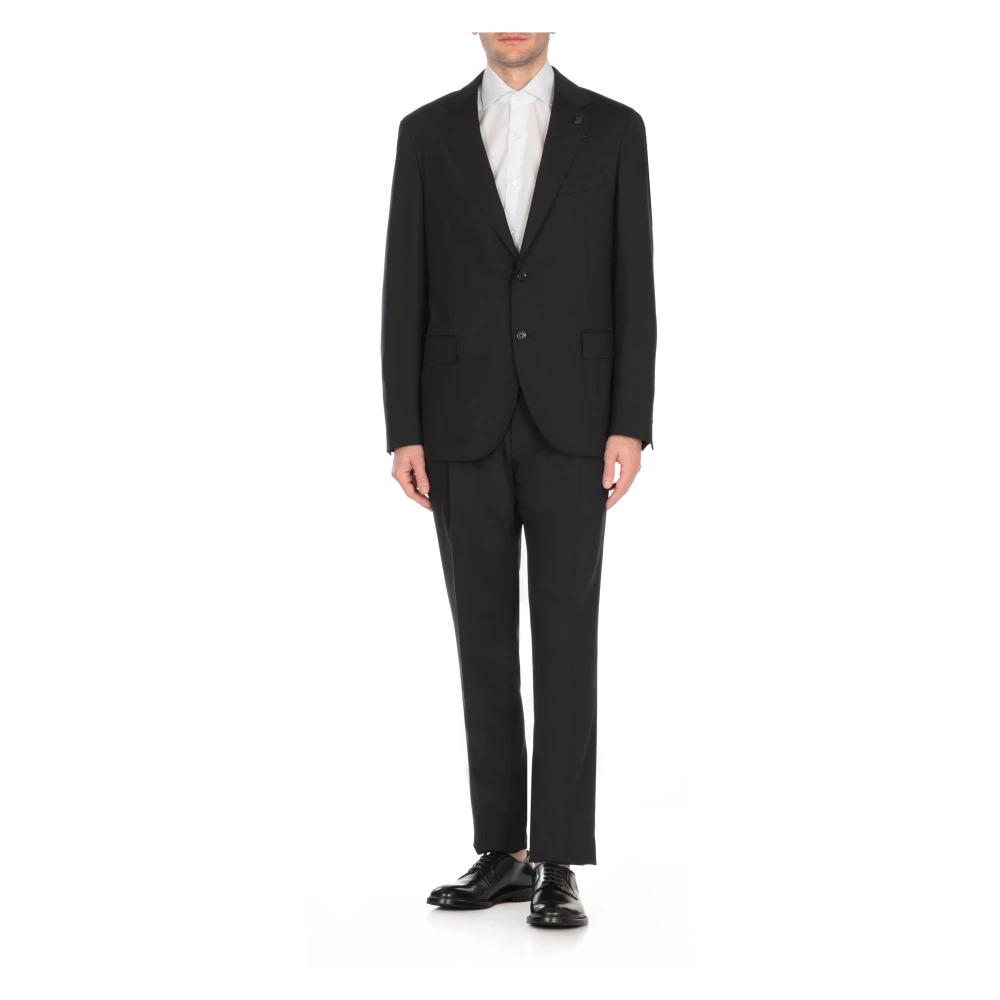 Lardini Blauw wollen pak met pieklapel Blue Heren