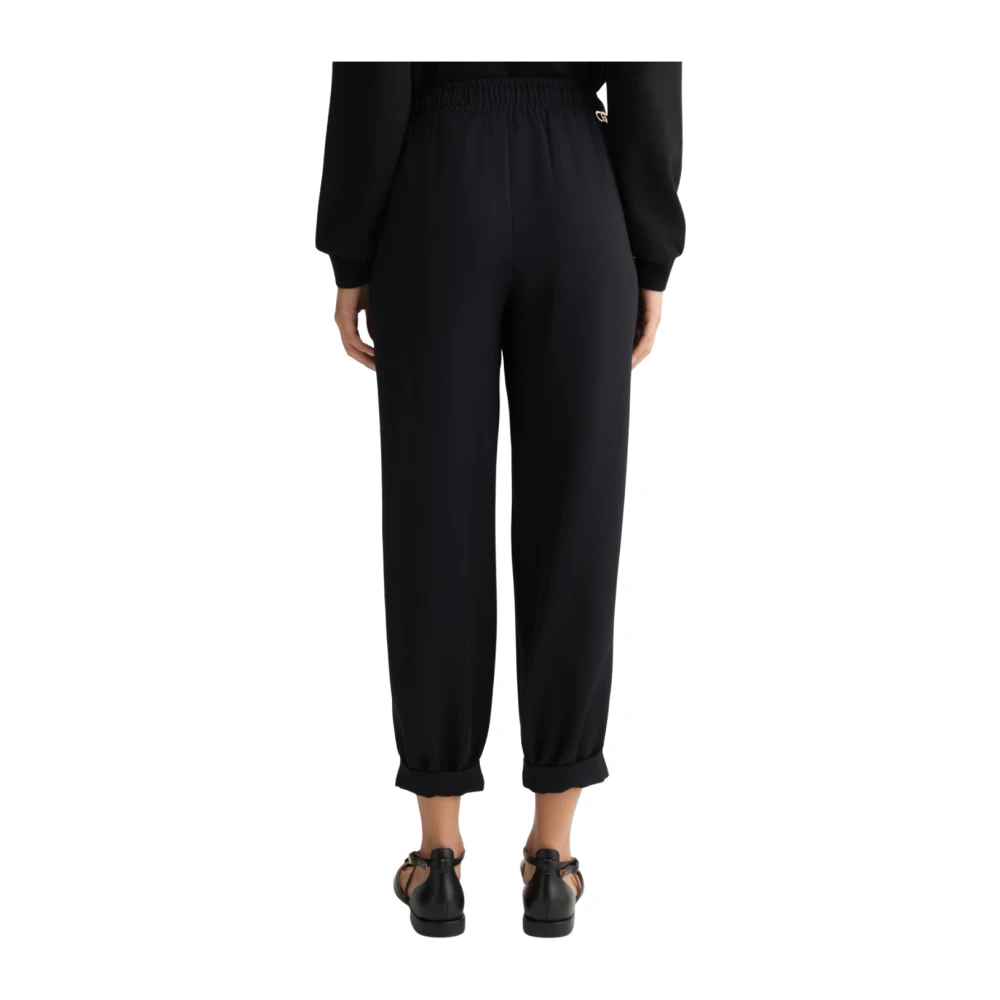 Liu Jo Moderne enkel-lengte sweatpants met elastische tailleband en decoratieve details Black Dames
