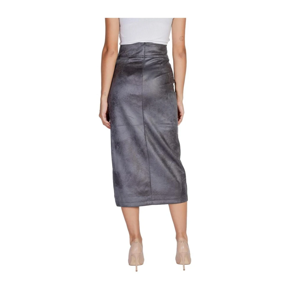 Only Grijze Synthetisch Leren Rok Damescollectie Gray Dames