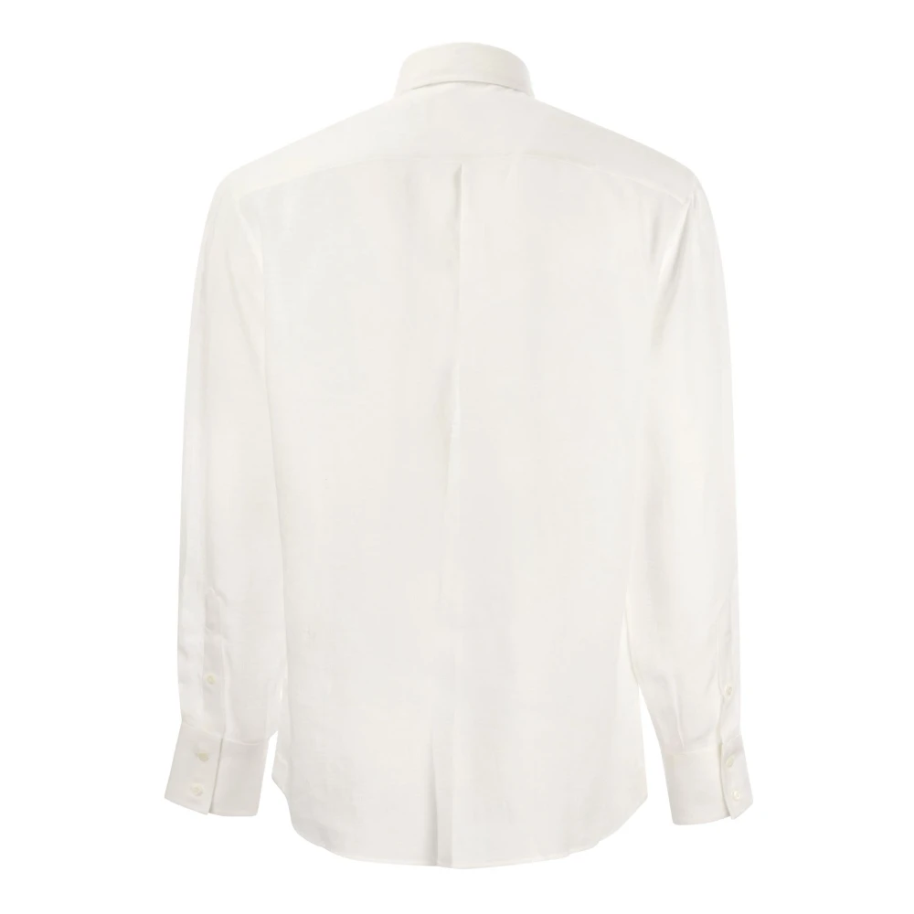 BRUNELLO CUCINELLI Witte Linnen Overhemd met Franse Kraag White Heren