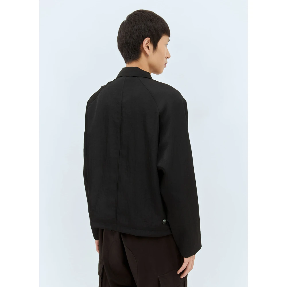 Stüssy Glanzende Twill Zip-Up Jas Black Heren