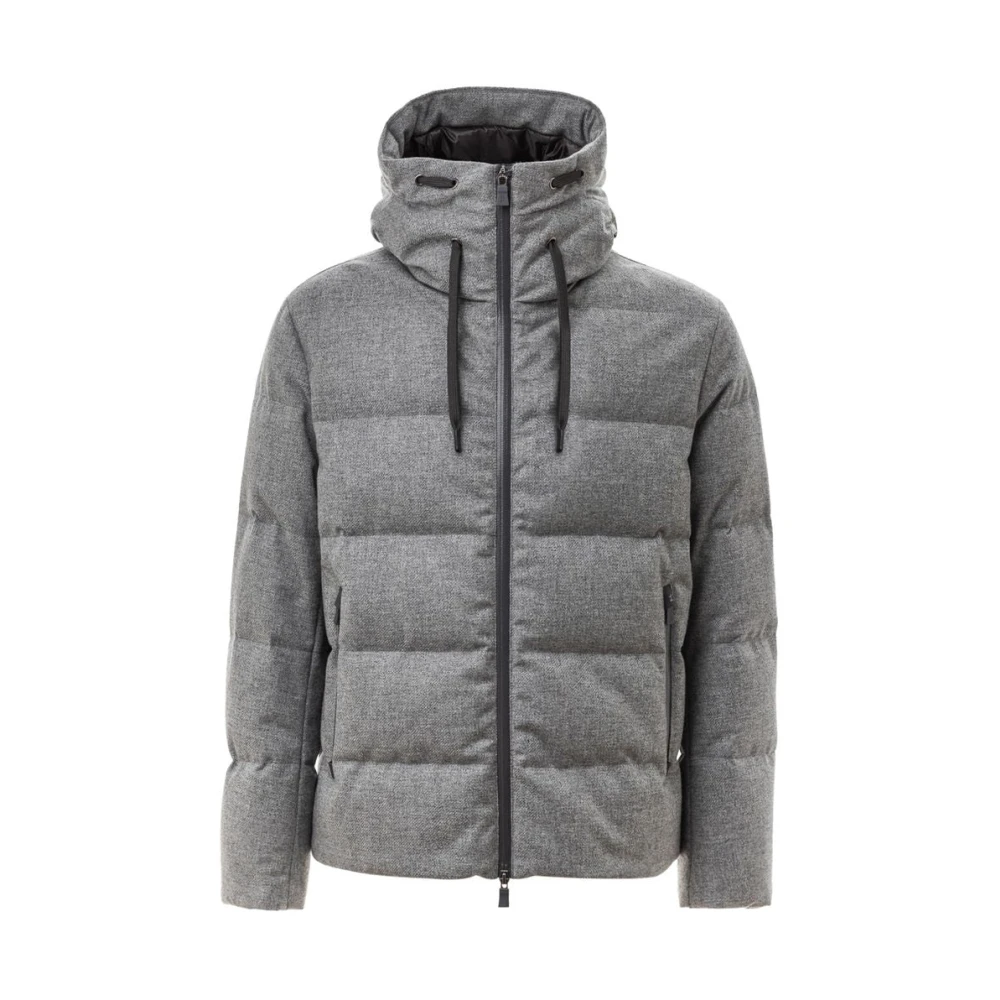 Herno Grijze bomberjack met capuchon en donsvulling Gray Heren