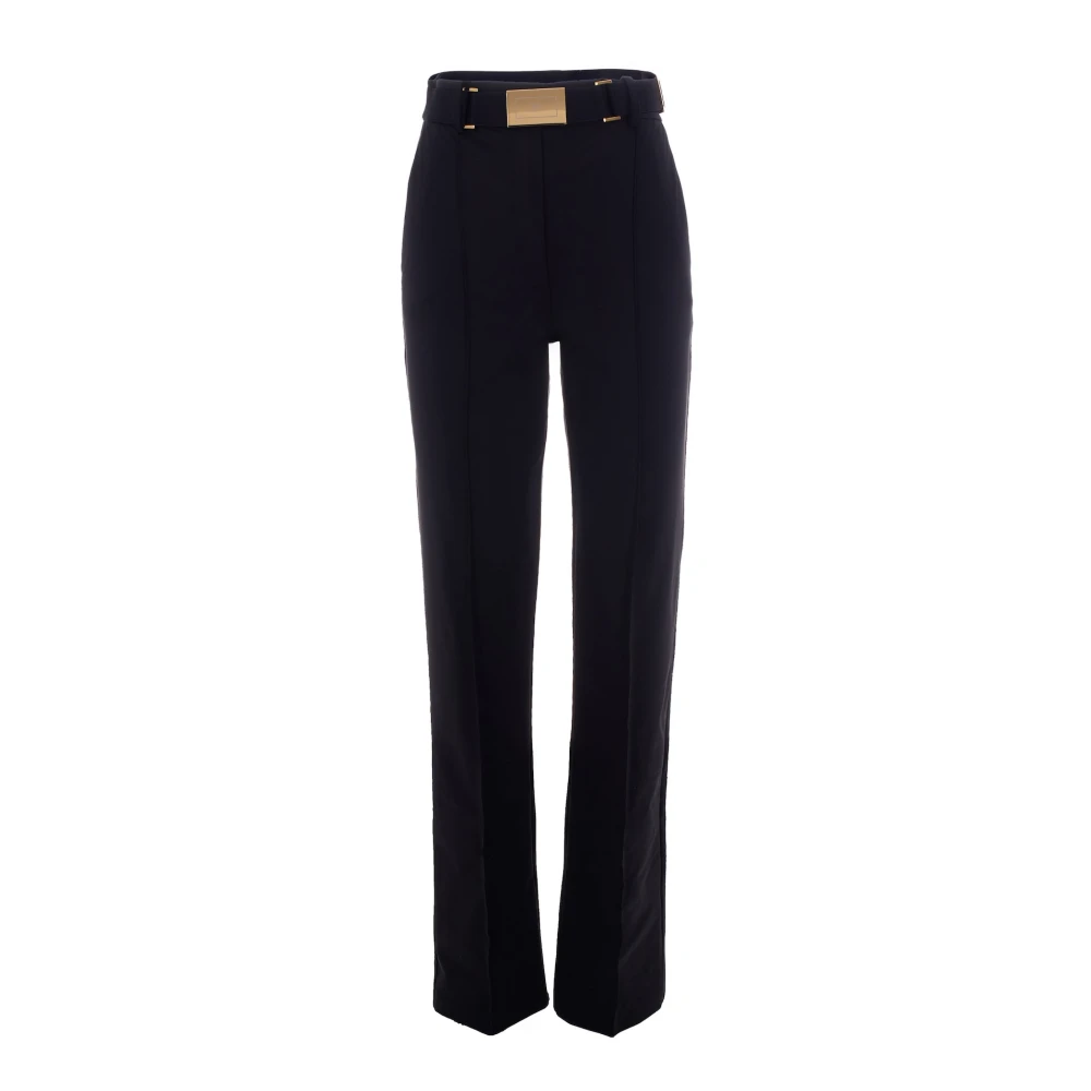 Elisabetta Franchi Black Wide Trousers, Female, Xl, Belted Trousers