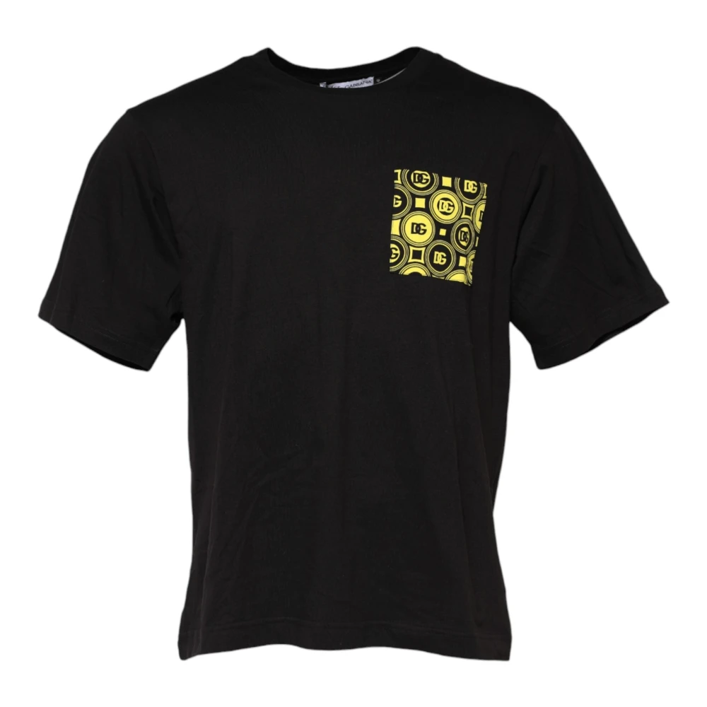 Dolce & Gabbana , T-Shirts, Male, Black, M, Black Minimalist Cotton Crew Neck T-Shirt