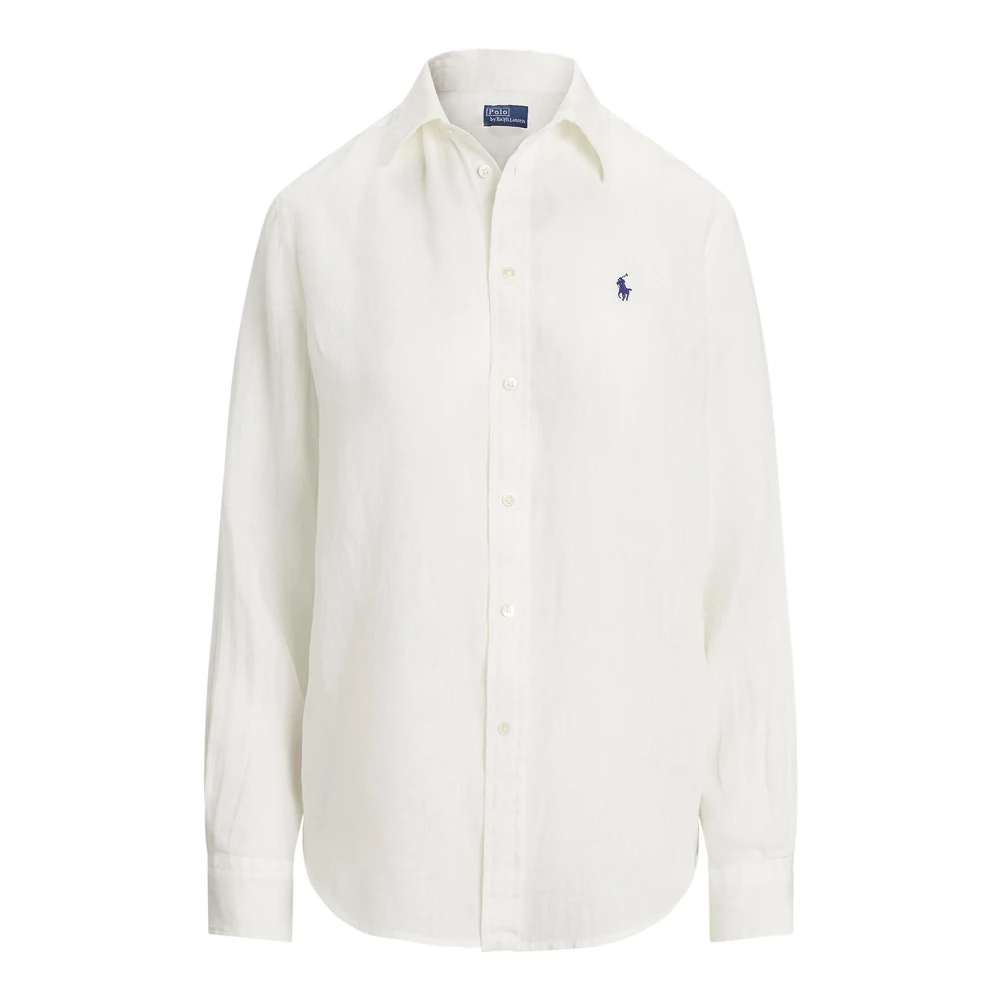 Polo Ralph Lauren Wit Linnen Overhemd met Pony Borduursel White Dames