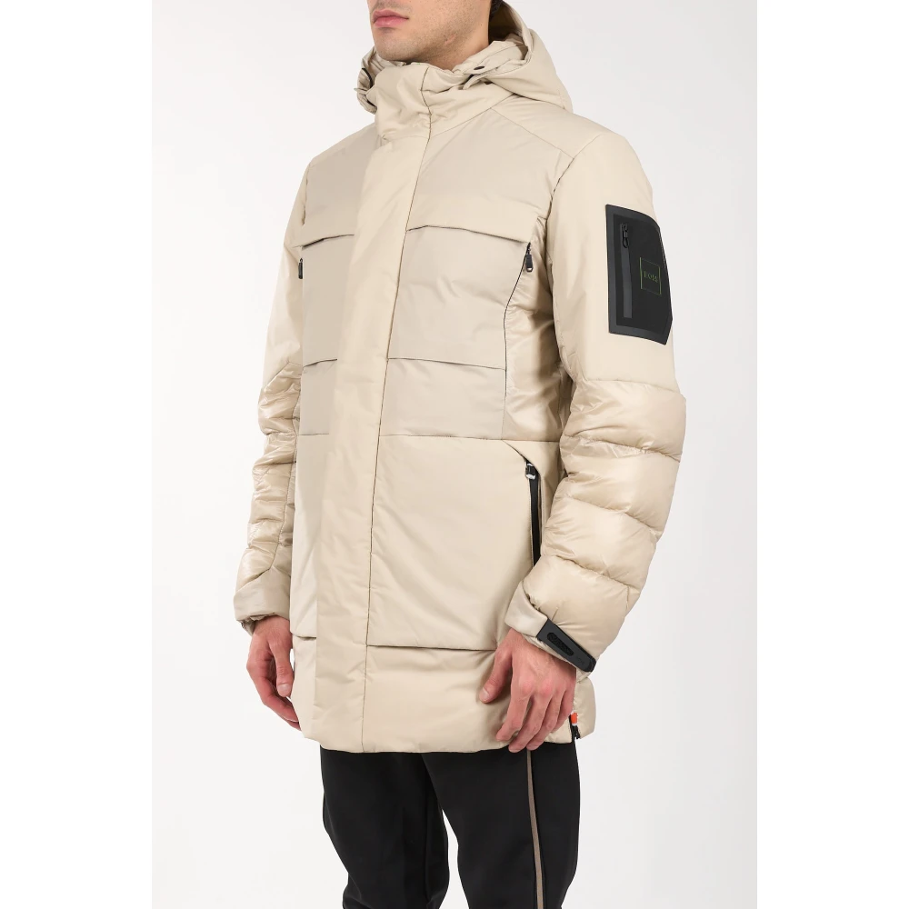 Hugo Boss Waterafstotende parka met afneembare capuchon Beige Heren