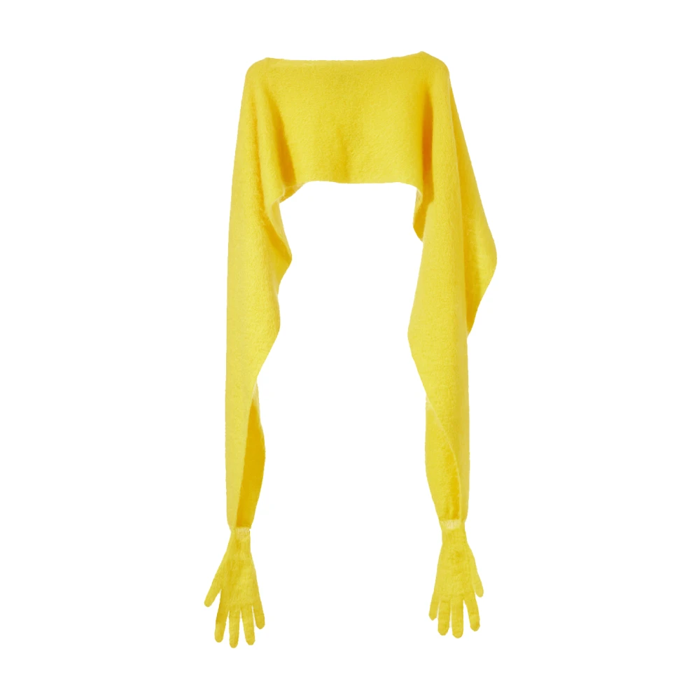 Moschino Gele Mohair Stola met Functionele Handschoenen Yellow Dames