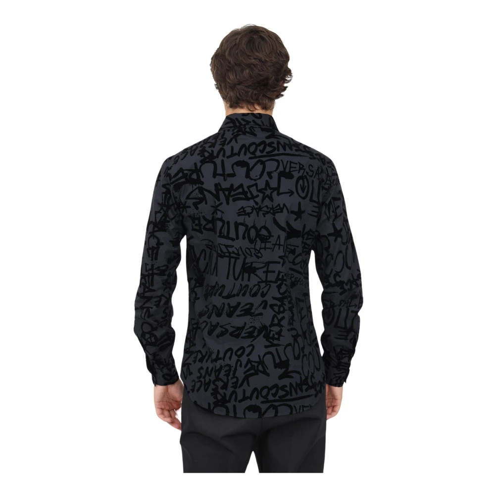 Versace Jeans Couture Zwarte graffiti print overhemd Black Heren