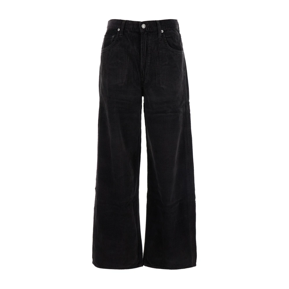 Agolde Zwarte Corduroy Wijde Pijp Jeans Black Dames