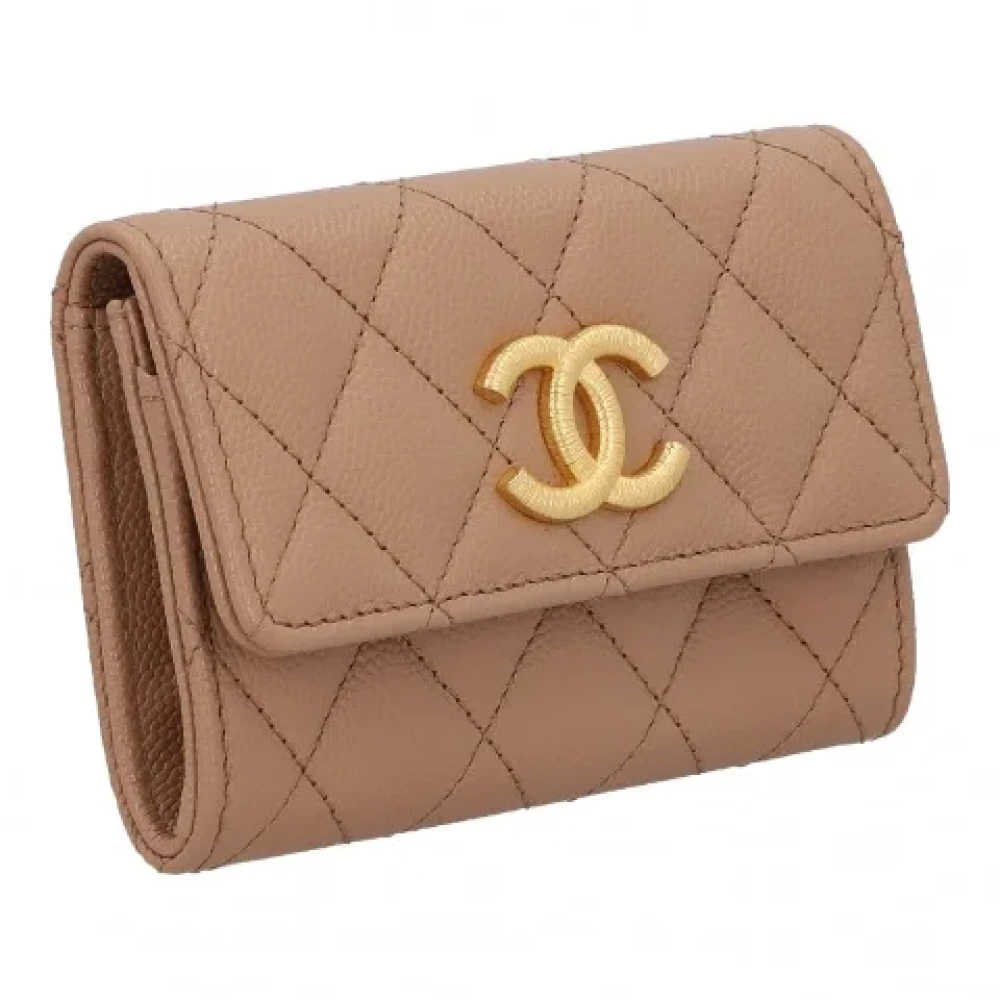 Chanel Vintage Pre-owned Leather wallets Beige Dames