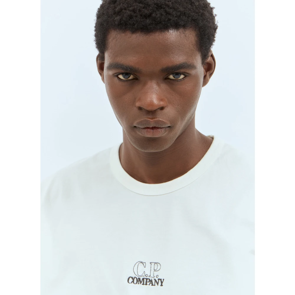 C.P. Company Logo Borduurwerk Crewneck T-Shirt White Heren