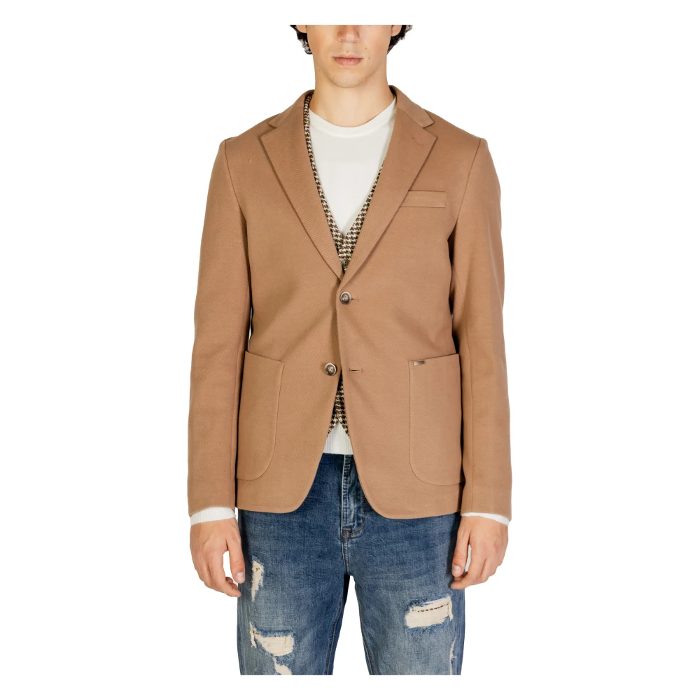 Gianni Lupo Men's Beige Lapel Collar Blazer