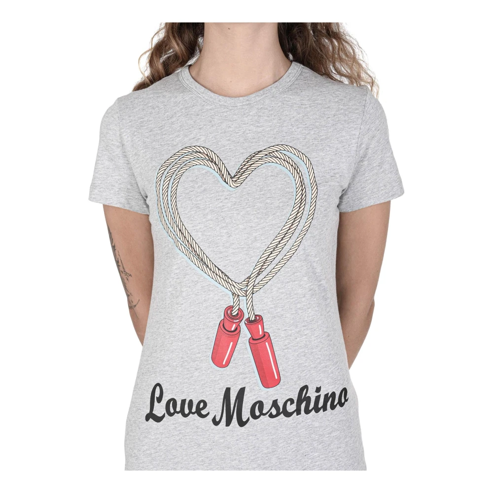 Love Moschino Lichtgrijs Katoenen T-Shirt Gray Dames