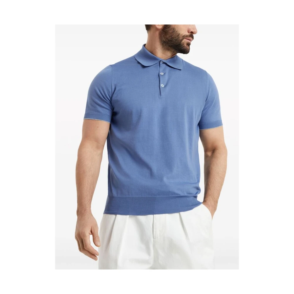 BRUNELLO CUCINELLI Polo Shirts Blue Heren