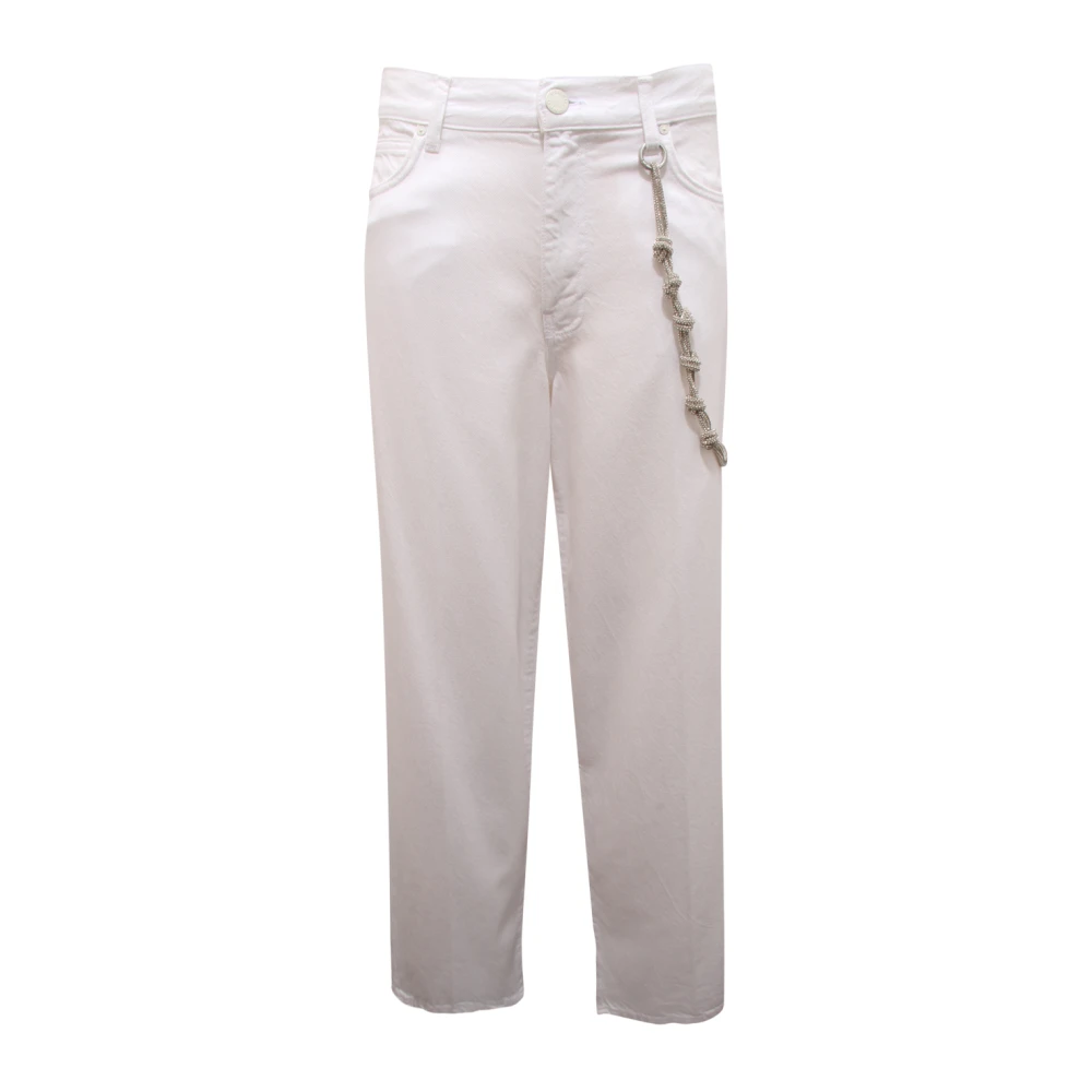Pinko Women's White Chinos, W28, Bull Slegato Con Catene