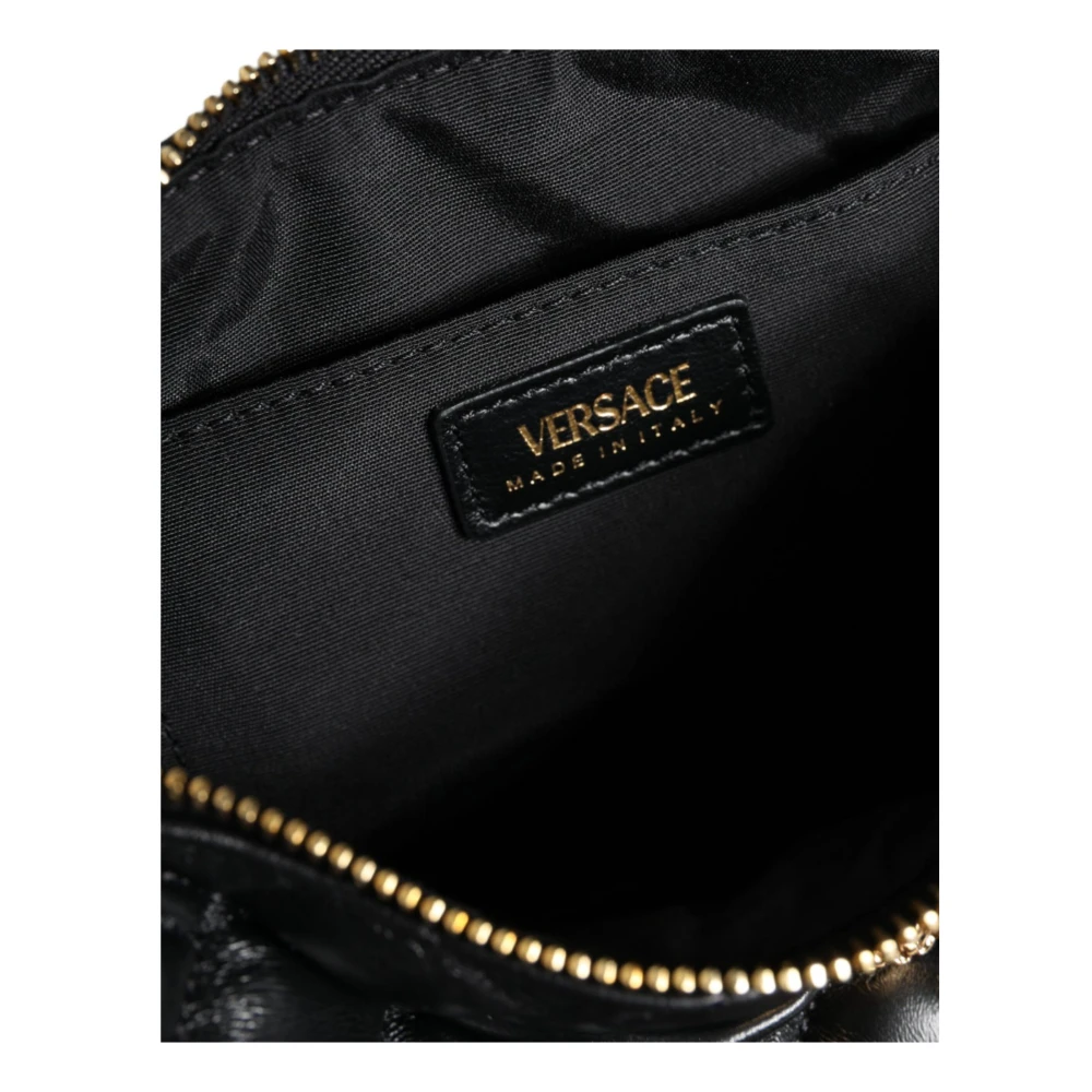 Versace Gewatteerde leren crossbody schoudertas Black Dames