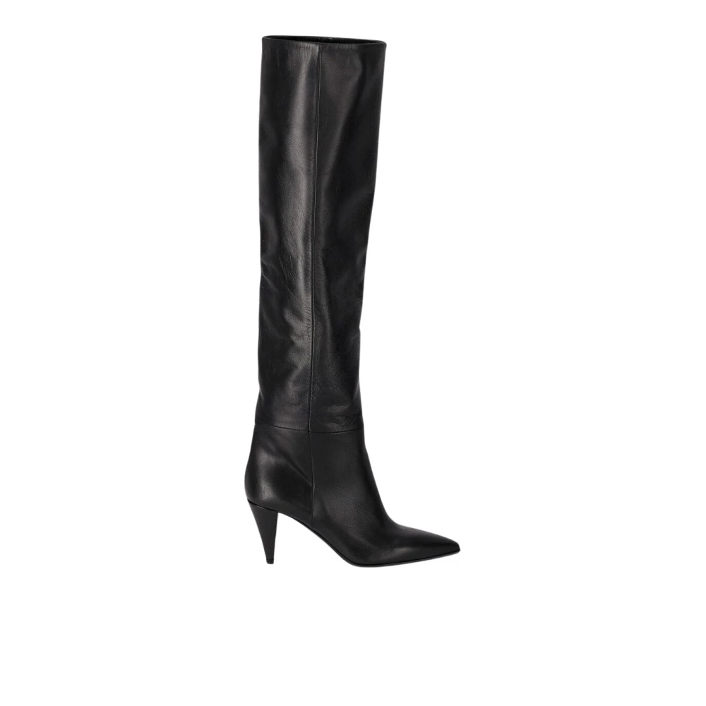 Strategia Women's Black Leather Heeled High Boot