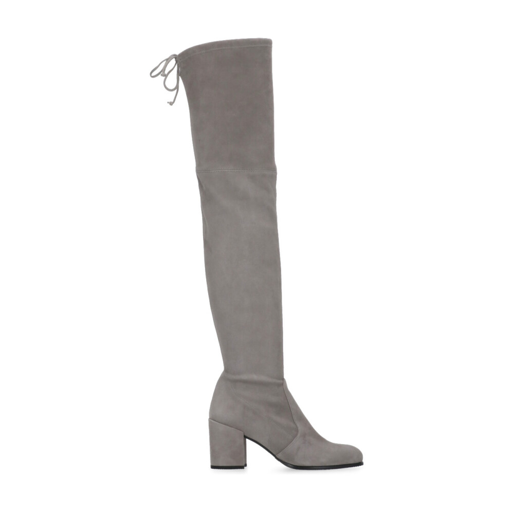 Grey Suede Leather Lace Up Boots Stuart Weitzman Over the Knee Miinto