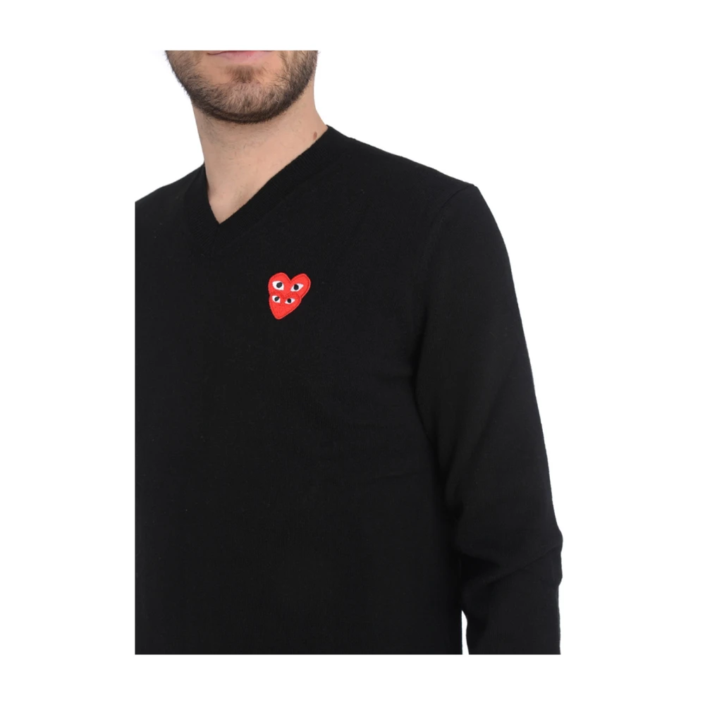 Comme des Garçons Play Zwarte Trui met Overlappende Harten Black Heren