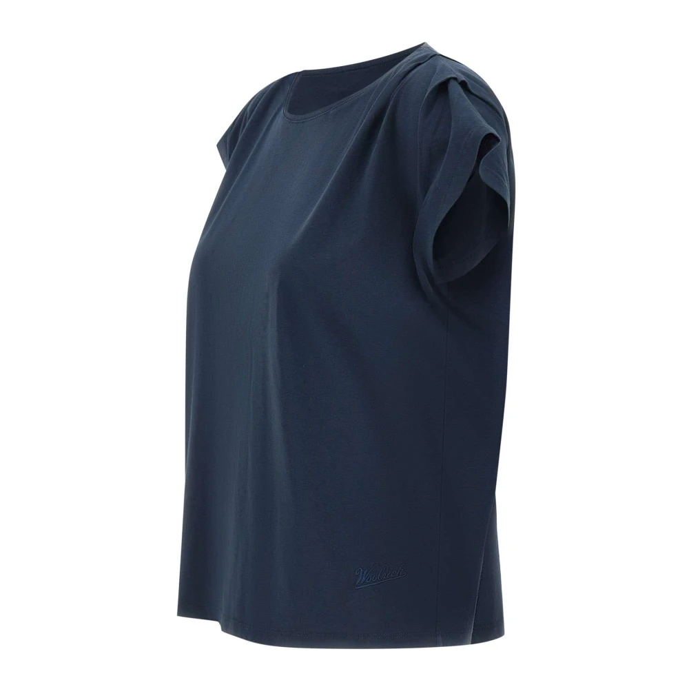 Woolrich Geplooide T-shirt met Gerimpeld Detail Blue Dames