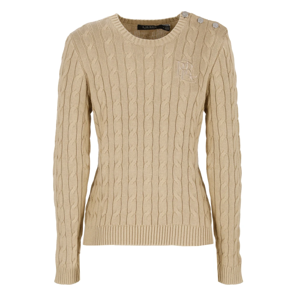 Ralph Lauren Beige Katoenen Trui met Geborduurd Logo Beige Dames