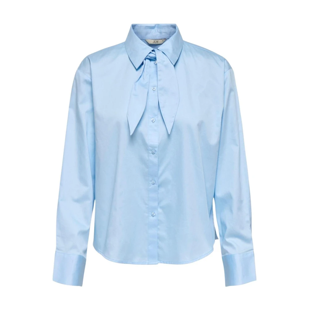 Jacqueline De Yong Women's Blue Shirts, S, Classic Button-Up Long Sleeve Cotton Shirt