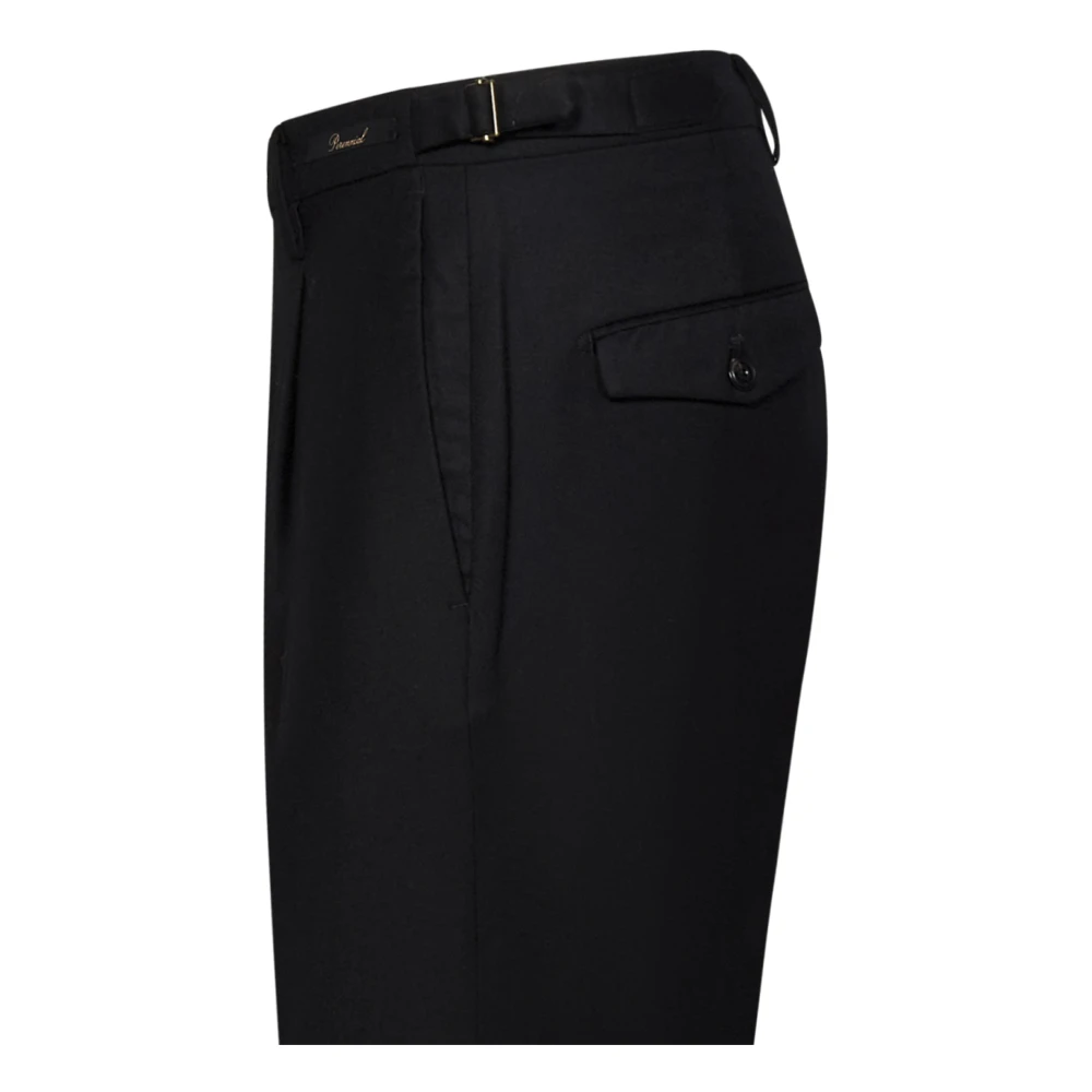 Michael Coal Zwarte Wol Slim-Fit Geplooide Broek Black Heren