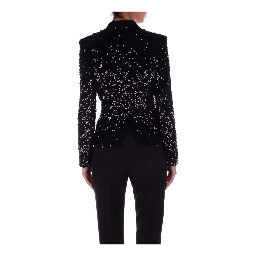 Elisabetta Franchi Zwarte Jassen met Voorste Knopen Black Dames