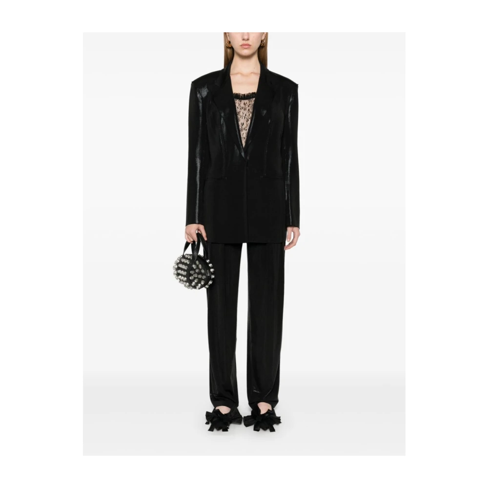 Norma Kamali Zwarte Jassen met Lamé Effect Black Dames