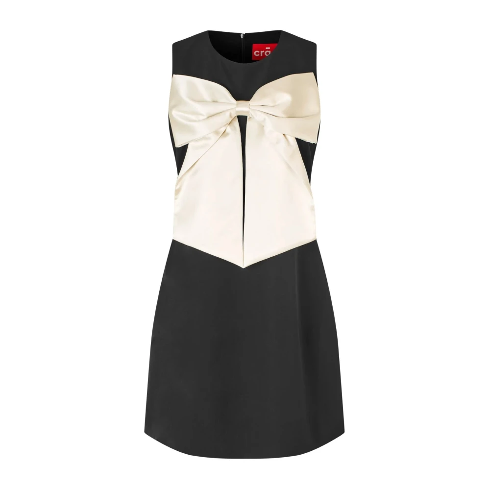 Cras Strikjurk met glanzend strikdetail Black Dames