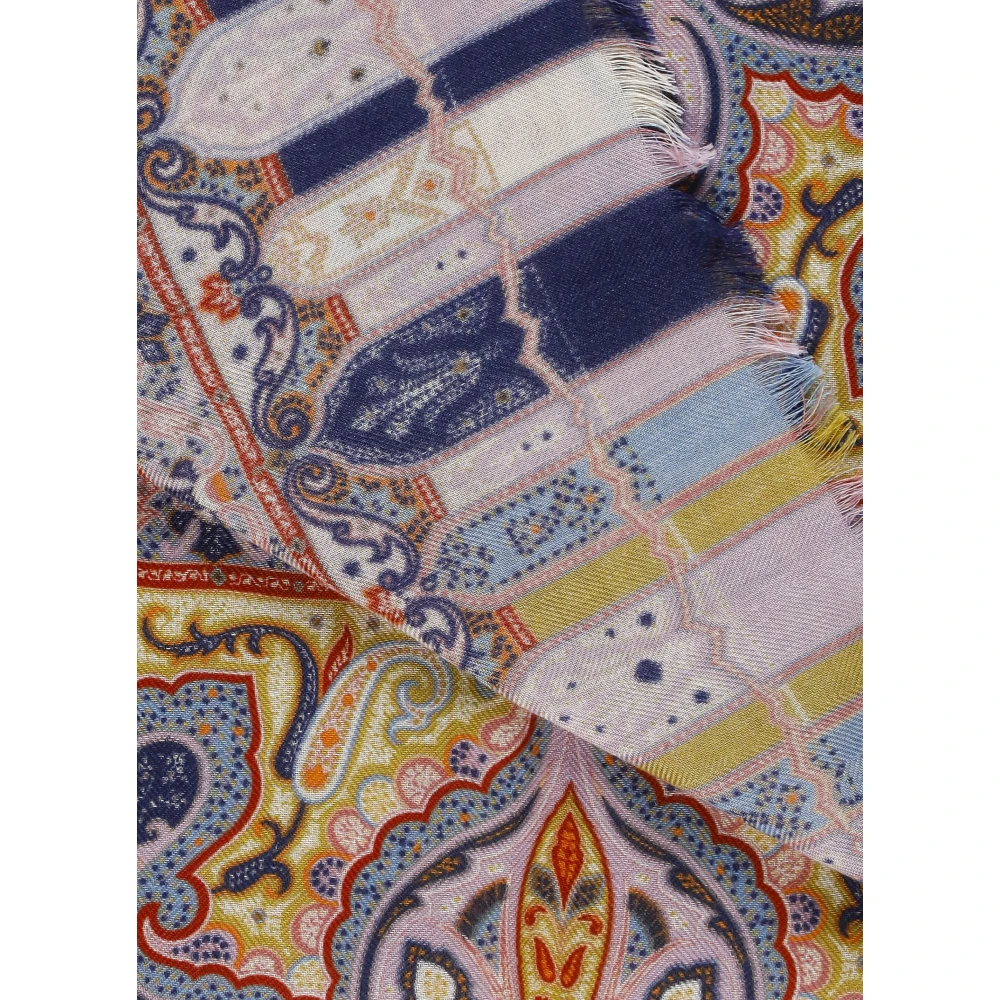 ETRO Multicolor Paisley Print Kasjmier Zijden Sjaal Multicolor Dames